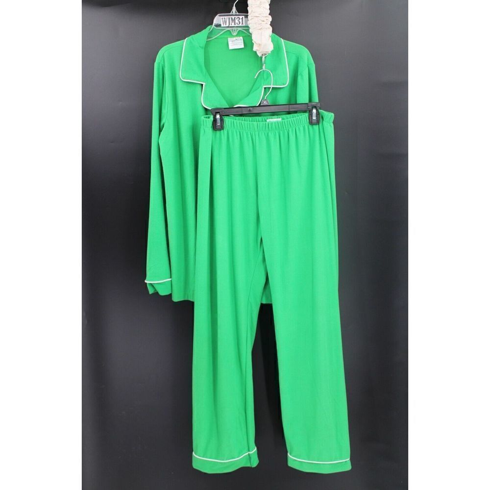 SUGAR BEE PAJAMA SET GREEN WHITE WOMEN'S 3XL FITS SMALL SEE MEASUREMENTS